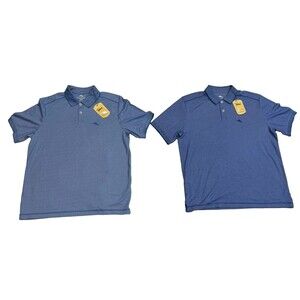 Tommy Bahama Cotton Short Sleeve Polo Shirts Campanula And Splash Blue - Medium